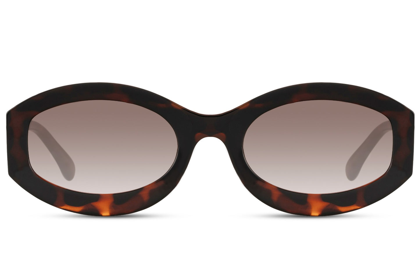 Eco bold oval sunglasses with brown tortoiseshell animal print polycarbonate frame and brown gradient 100% recycled UV protection lens – sustainable geometric retro round shades for everyday wear and festivals, free delivery across UK and Europe from Sunglass Station
