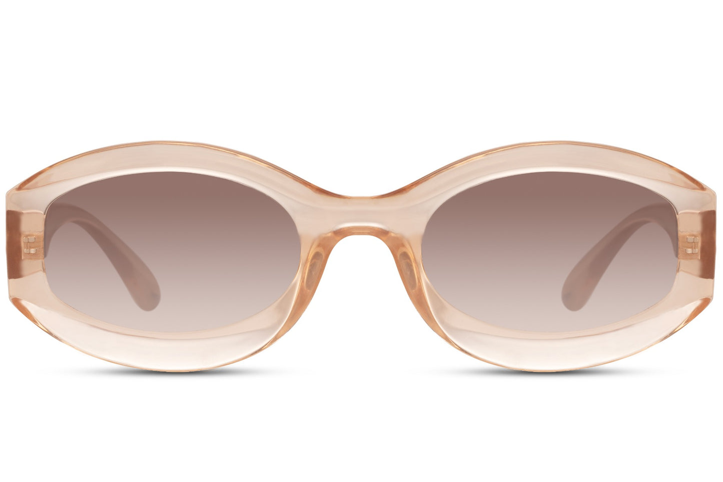 Eco bold oval sunglasses with pink nude polycarbonate frame and blush tinted 100% recycled UV protection lens – chic barely-there retro round shades for summer holidays and going out, Sunglass Station free UK and Europe shipping