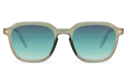 Eco round sunglasses green recycled polyester frame teal turquoise polycarbonate lens UV protection men women bold sustainable summer beach festival eyewear free UK Europe shipping Sunglass Station