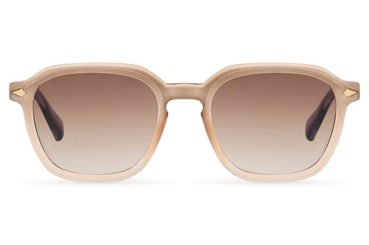 Eco brown round sunglasses nude beige 100% recycled polyester frame brown gradient polycarbonate lens UV protection men women sustainable retro summer city beach holiday free UK Europe delivery Sunglass Station