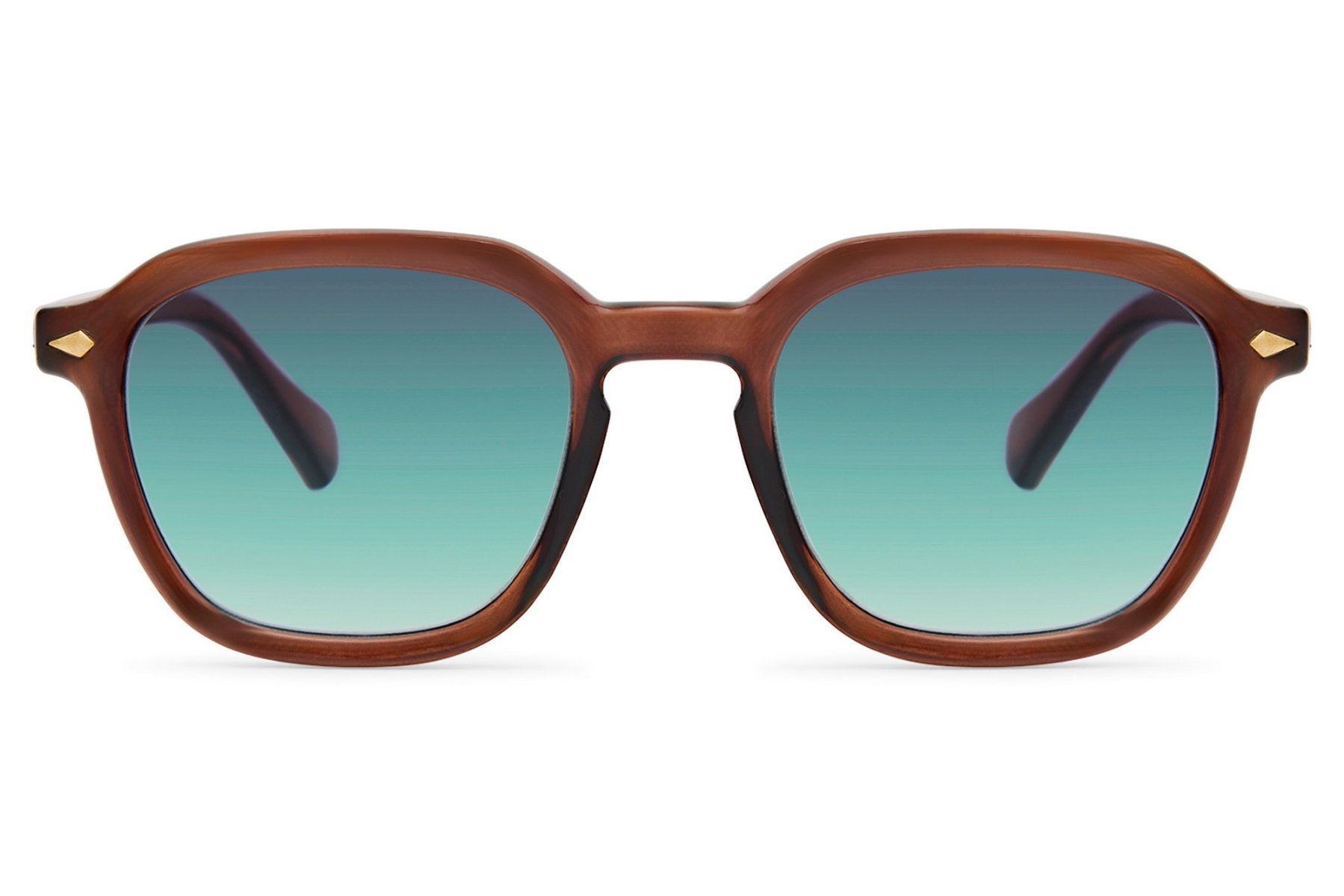 Eco round sunglasses tortoiseshell brown recycled polyester frame teal polycarbonate lens UV protection men women sustainable retro bold summer festival beach city free UK Europe shipping Sunglass Station