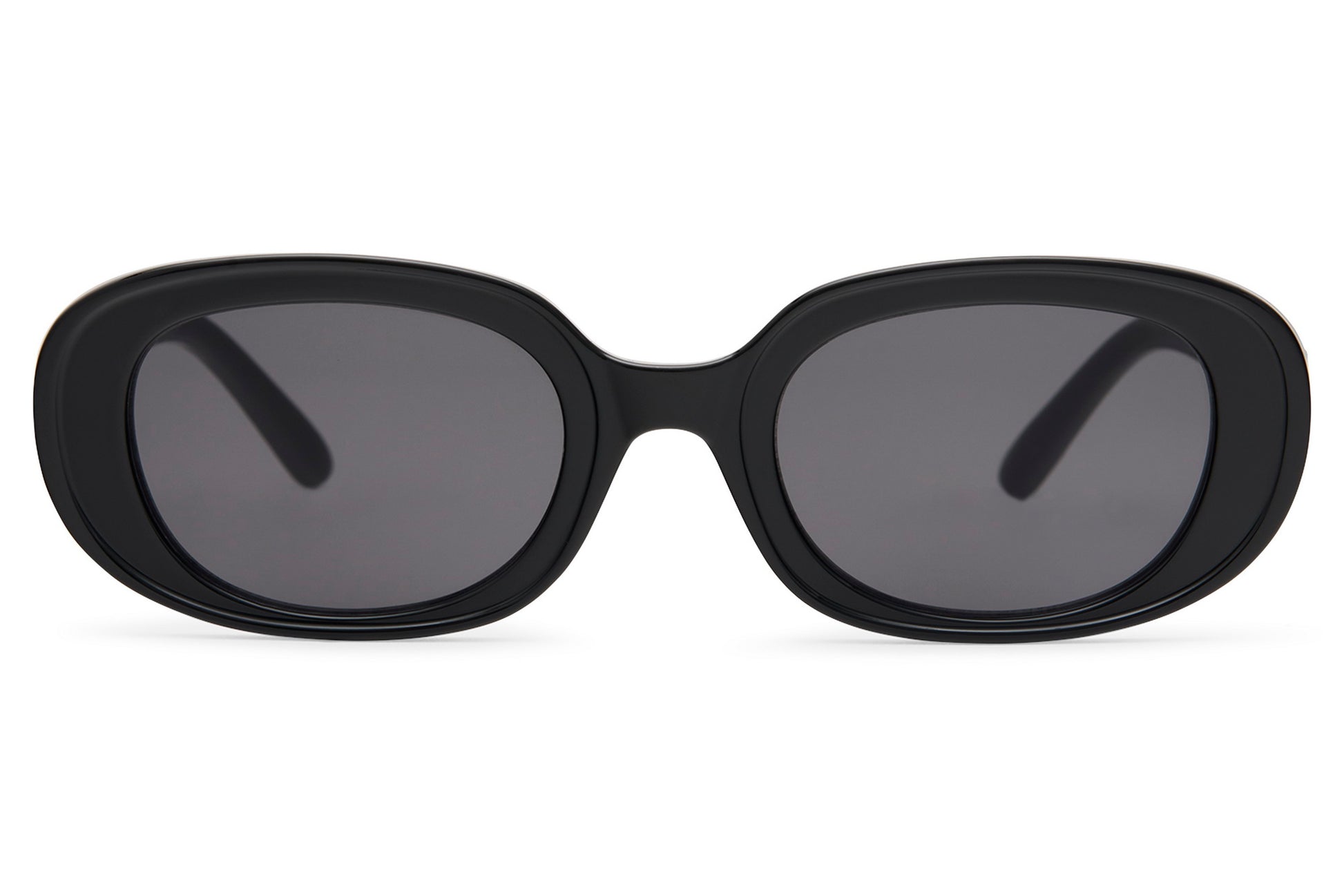 Eco chunky oval sunglasses for women with black recycled polyester frame and smoke grey polycarbonate lens – sustainable thick frame retro shades for everyday wear, free delivery across UK and Europe from Sunglass Station
