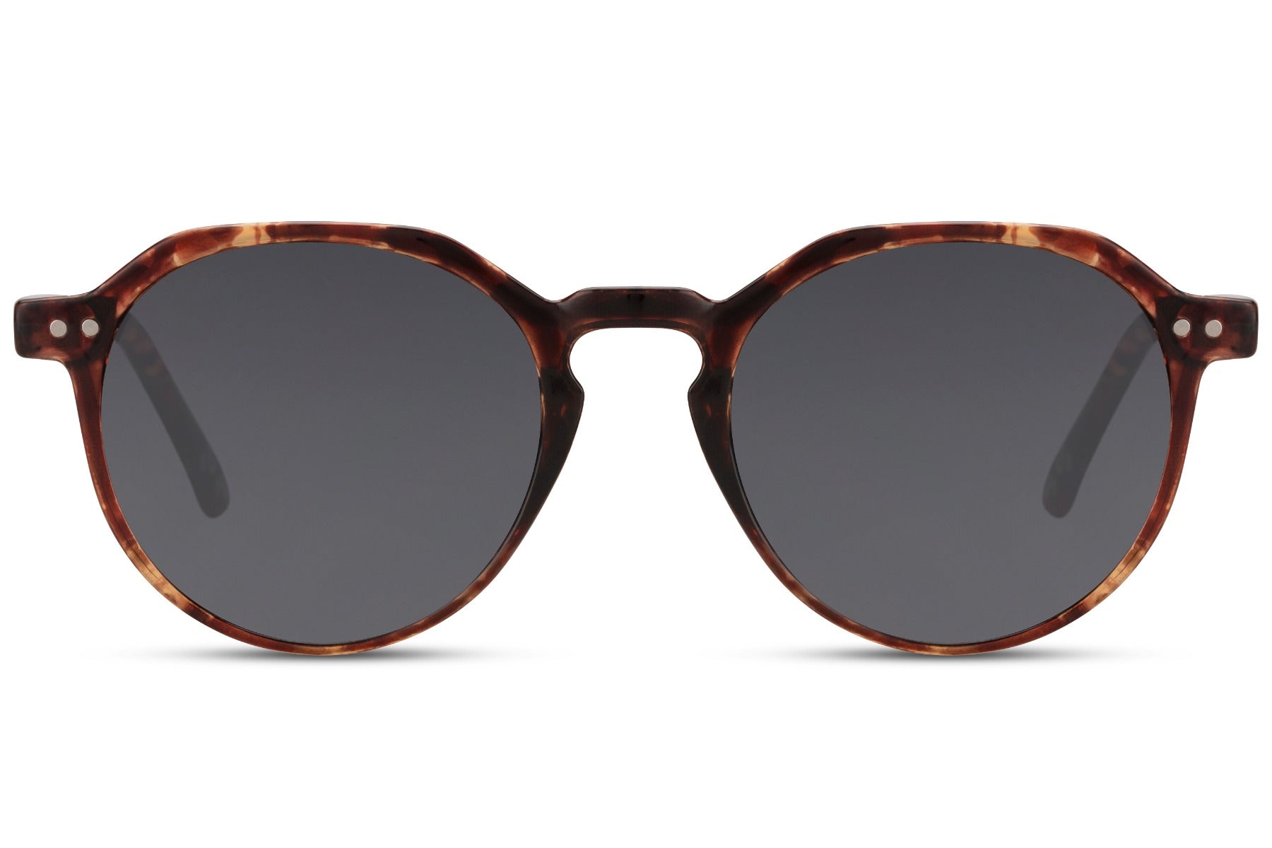 Eco frame round sunglasses black recycled polyester frame smoke lens compact travel-ready UV400 protection men women sustainable lightweight summer city outdoor adventure free UK Europe delivery Sunglass Station