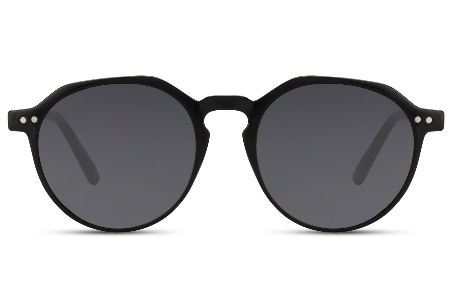 Eco frame round sunglasses black recycled polyester frame smoke lens durable UV400 protection men women sustainable eco-friendly everyday city driving summer beach free UK Europe shipping Sunglass Station