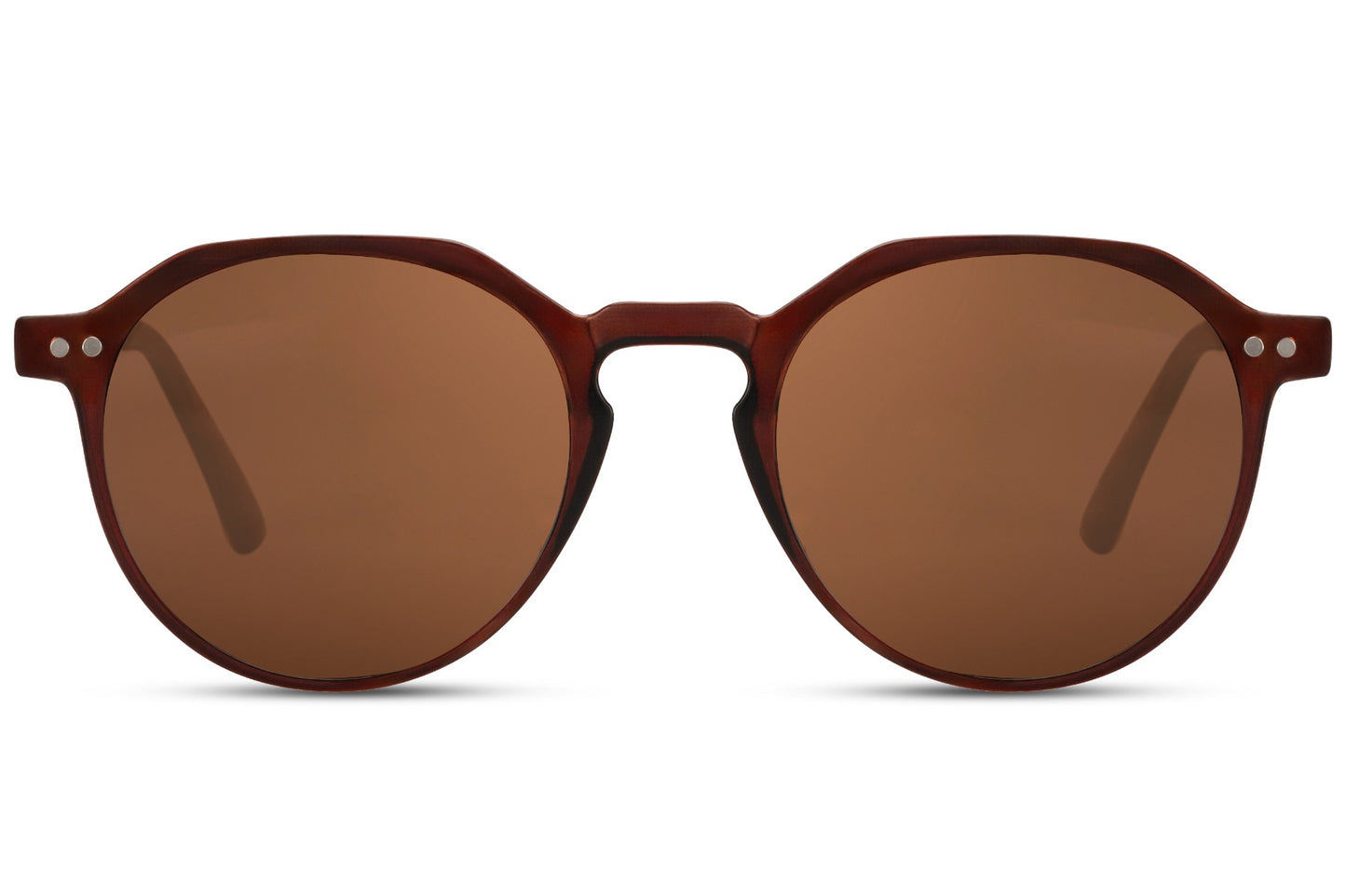 Eco frame round sunglasses brown animal print recycled frame warm brown lens UV400 protection women men sustainable elegant retro boho summer city holiday brunch free UK Europe shipping Sunglass Station