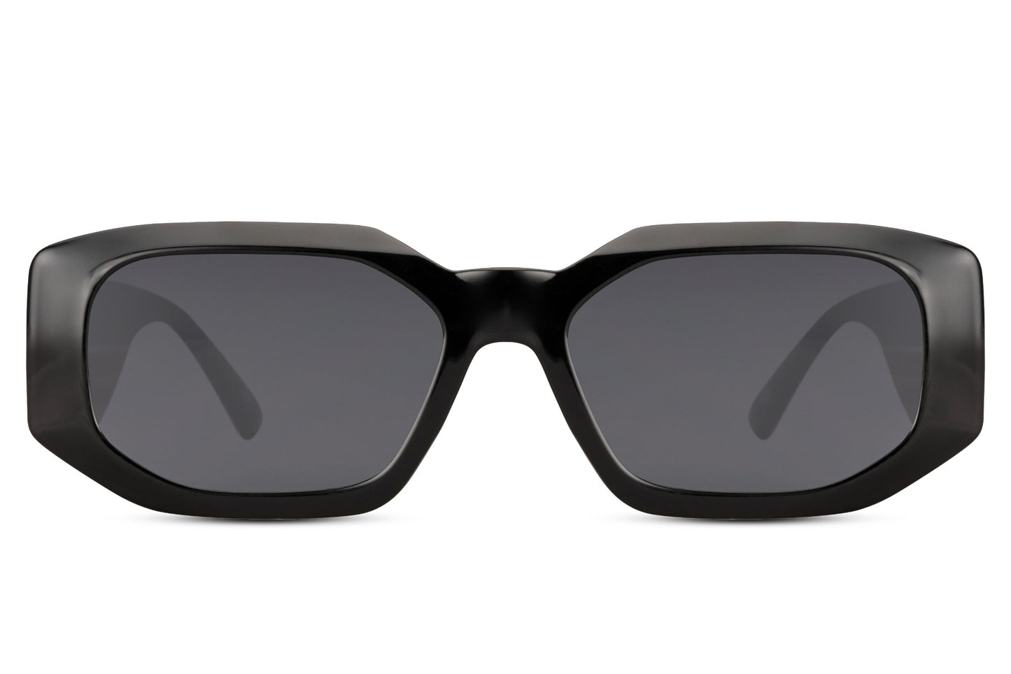 eco friendly bold geometric sunglasses with black tinted lens