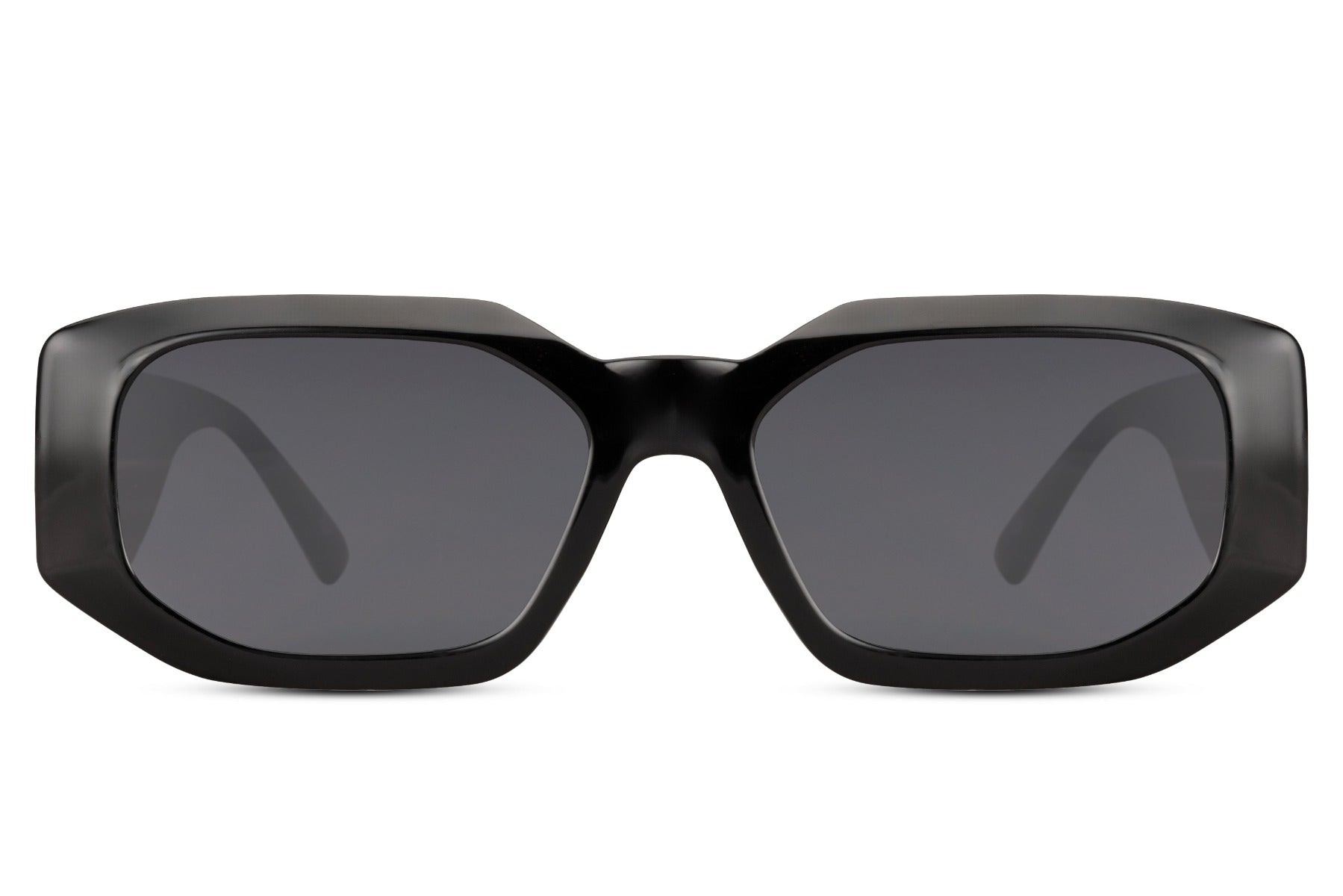 eco friendly bold geometric sunglasses with black tinted lens