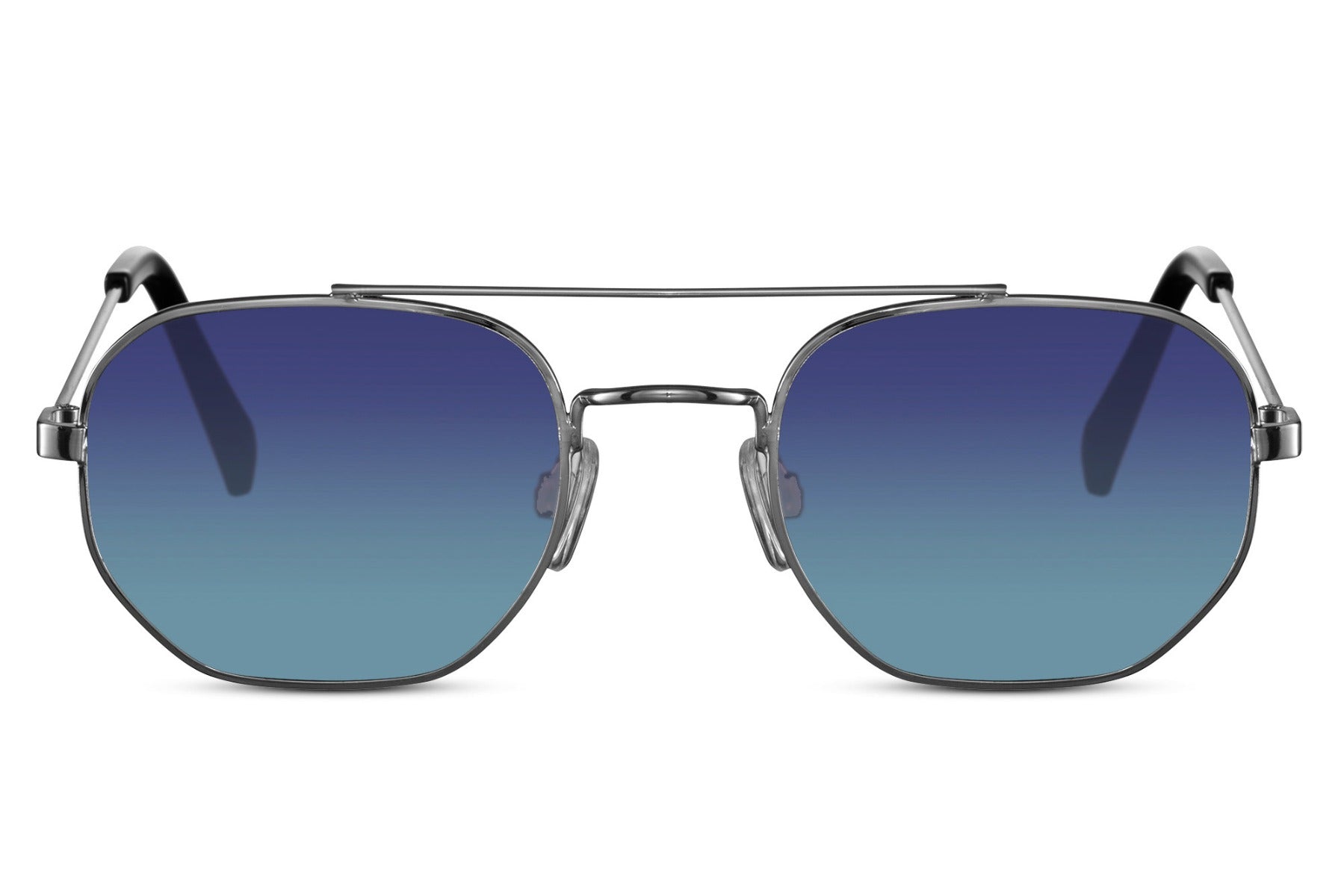 eco friendly lens with silver frame geometric sunglass
