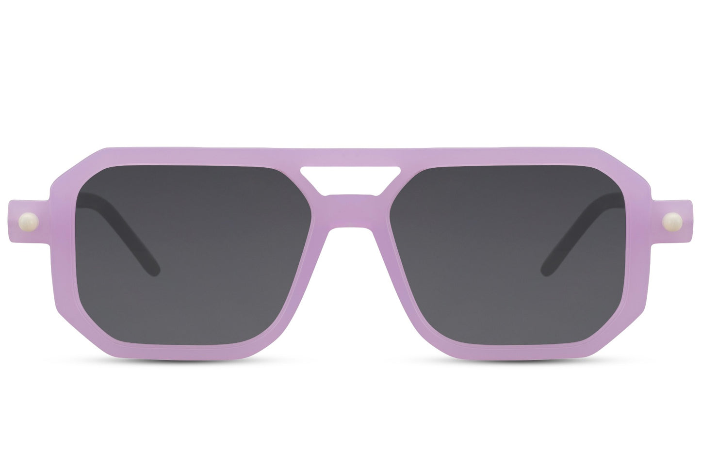 Purple lavender frame eco geometric party sunglasses with tinted lens — the Parisian colourway in a bold navigator silhouette, sustainable festival eyewear for women who colour-block with intention | Sunglass Station
