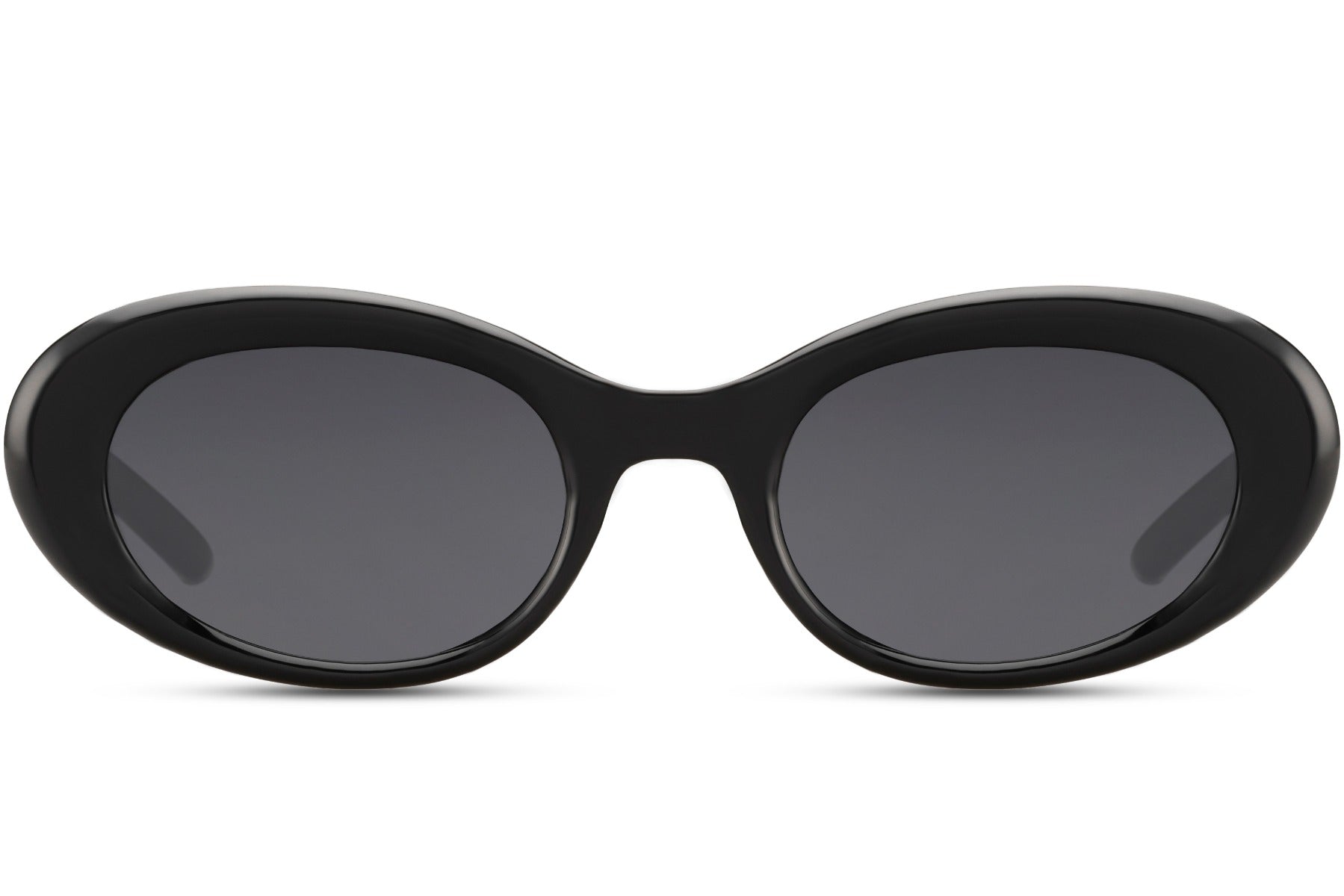 Streetstyle oval sunglasses with black eco-friendly recycled polyester frame and black smoke UV protection lens – sharp minimalist retro shades for urban everyday wear and festivals, free delivery UK and Europe from Sunglass Station