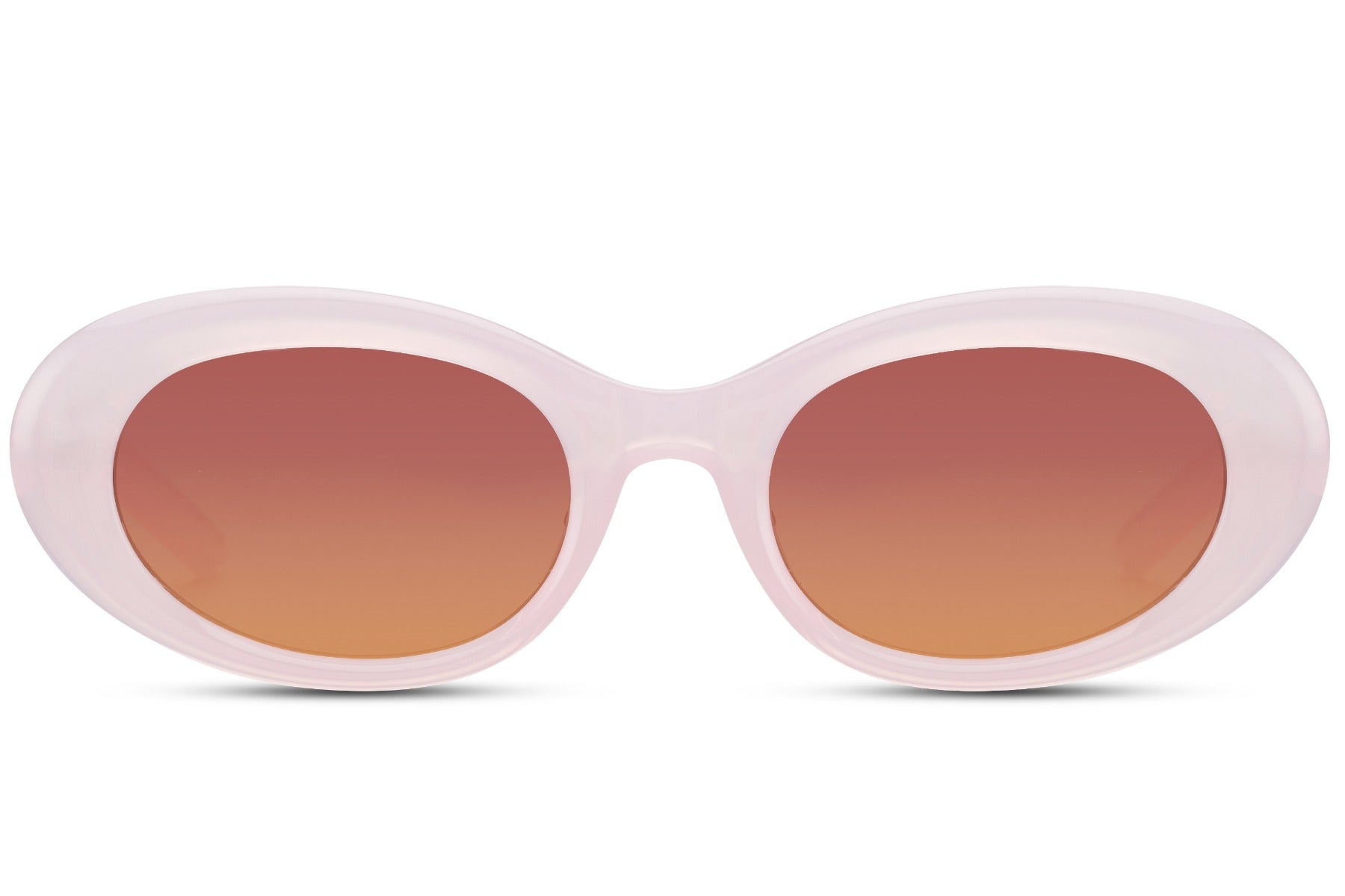 Eco oval streetstyle sunglasses with pink recycled polyester frame and peach gradient UV protection lens – cute Y2K retro round shades for summer festivals and going out, free delivery across UK and Europe from Sunglass Station