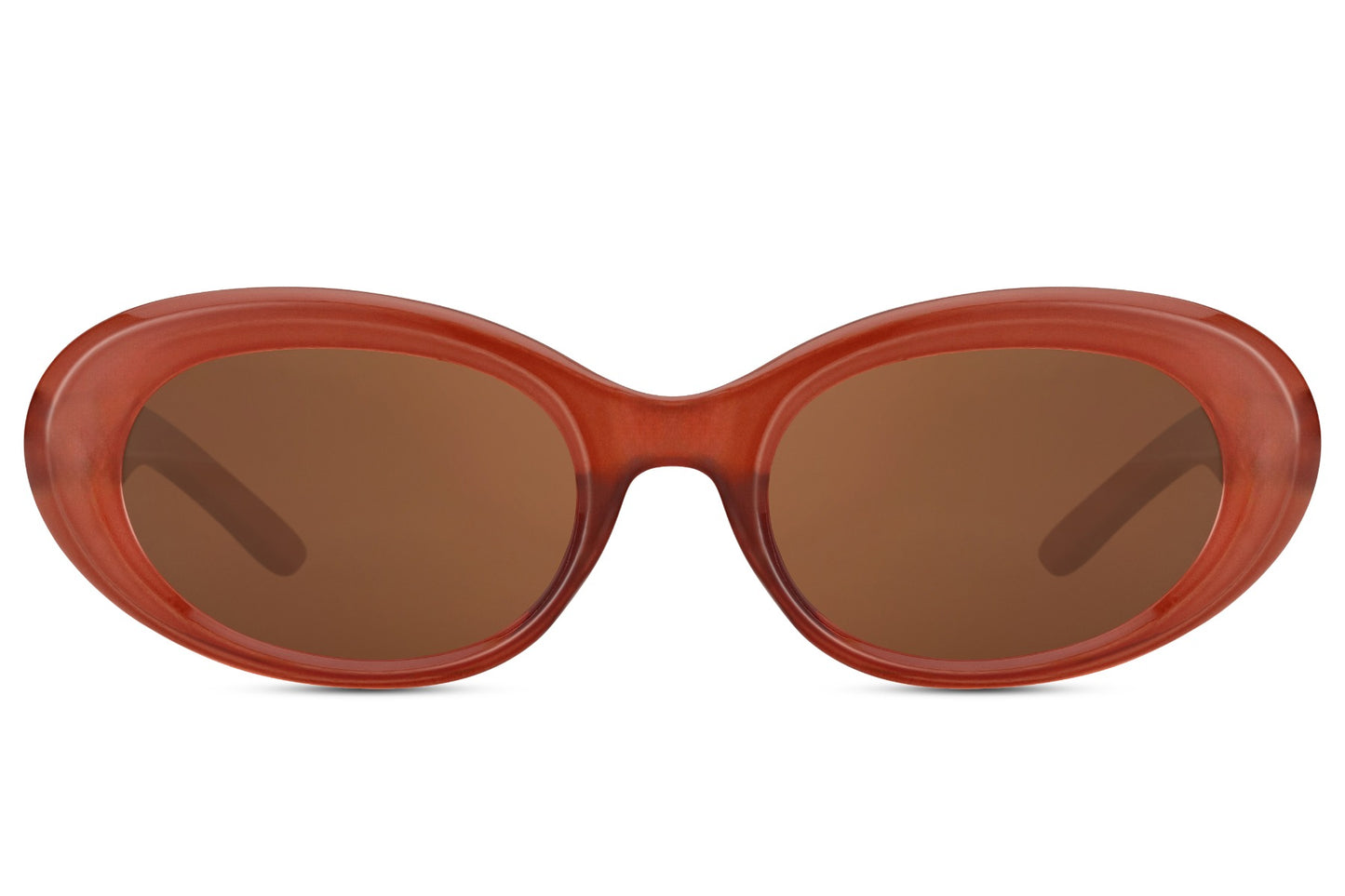 Eco oval streetstyle sunglasses with red recycled polyester frame and rust tinted UV protection lens – bold tone-on-tone retro round shades for festivals and going out, Sunglass Station free UK and Europe shipping