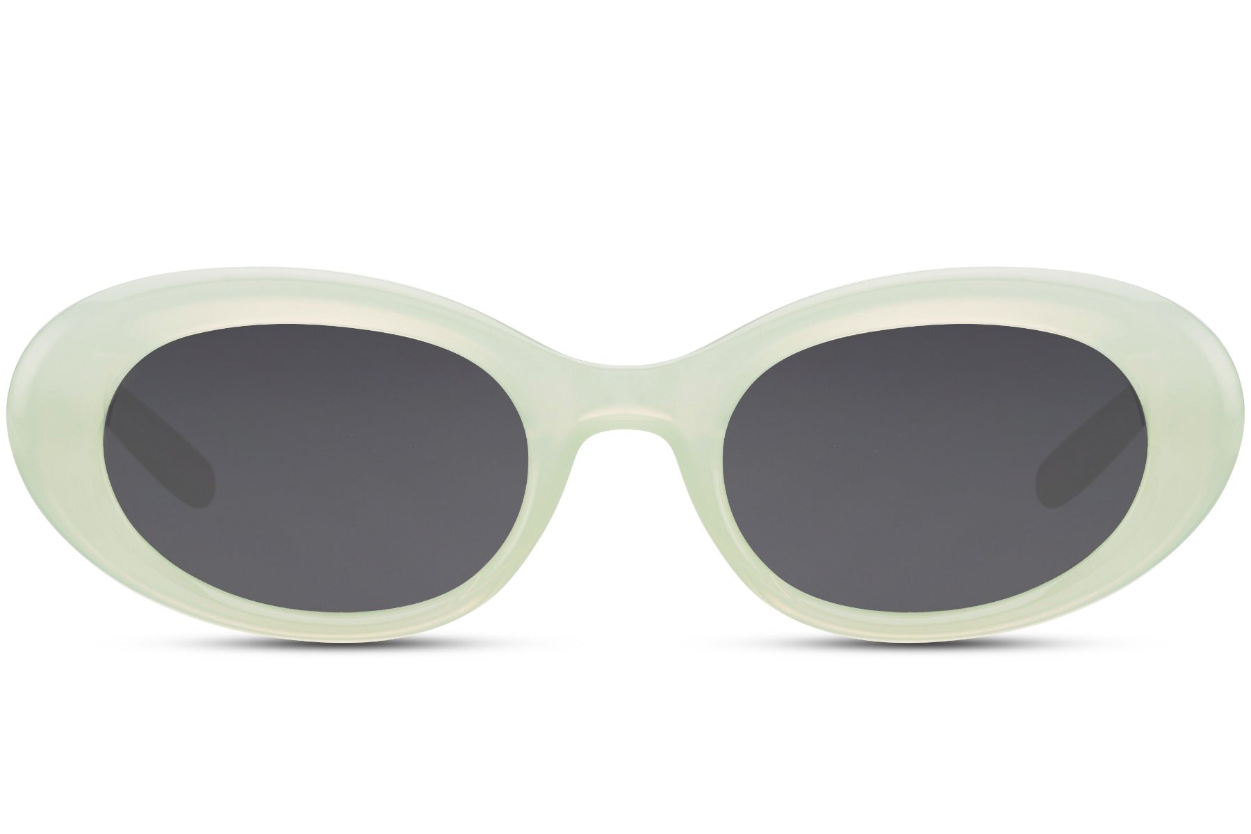 Eco oval streetstyle sunglasses with sage green recycled polyester frame and dark smoke UV protection lens – minimalist sustainable retro round shades for city wear and everyday street style, Sunglass Station free UK and Europe shipping