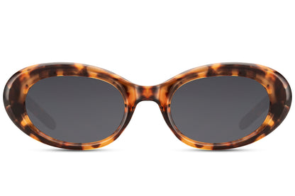 Eco oval streetstyle sunglasses with tortoiseshell animal print recycled frame and amber brown UV protection lens – vintage-inspired retro round shades for city wear and holidays, Sunglass Station free UK and Europe shipping