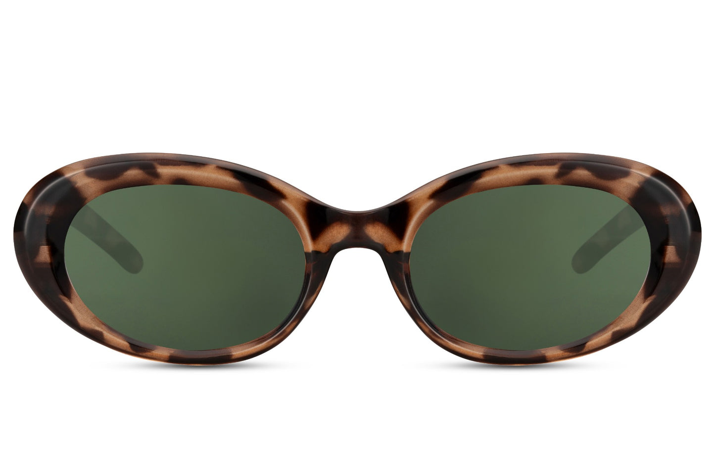 Eco oval streetstyle sunglasses with brown tortoiseshell animal print recycled frame and dark green UV protection lens – sustainable bold retro shades for festivals and summer street style, free delivery across UK and Europe from Sunglass Station