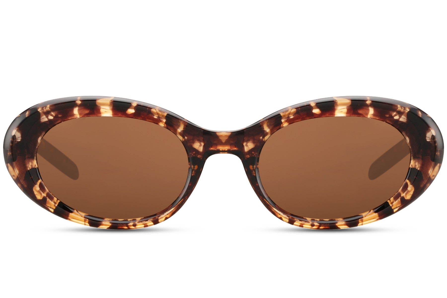 Eco oval streetstyle sunglasses with tortoiseshell recycled polyester frame and warm brown UV protection lens – vintage-inspired animal print retro shades for festivals and everyday street style, Sunglass Station free UK and Europe delivery