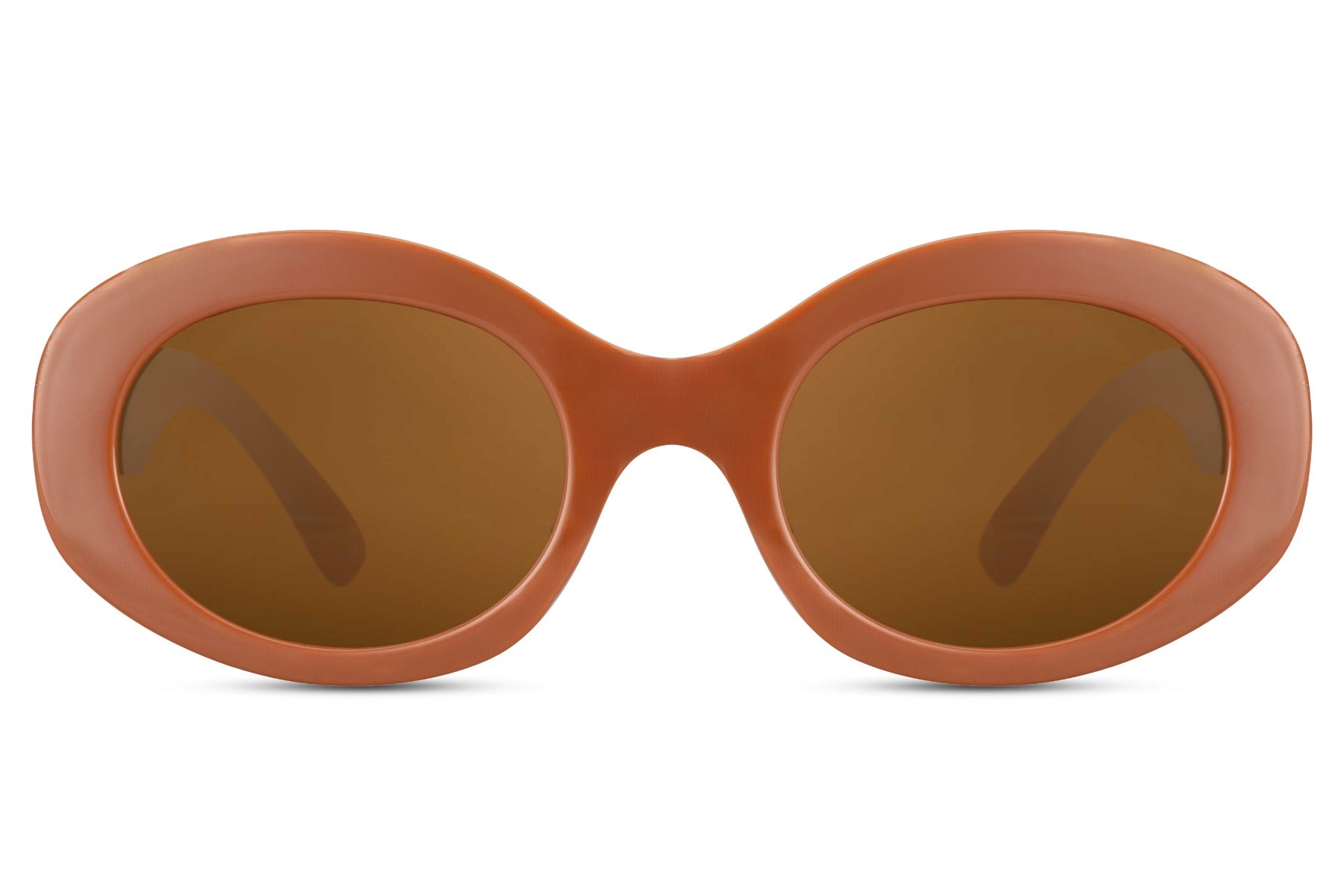 Eco oval sunglasses for women with chocolate brown recycled polyester frame and dark brown tinted lens – vintage-inspired chic retro shades for everyday wear and city styling, free delivery UK and Europe from Sunglass Station