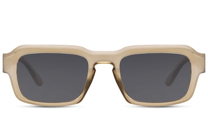 y2k style eco unisex sunglasses at sunglass station with different frame and lens colors.