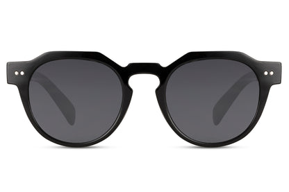 Eco round geometric sunglasses black 100% recycled polyester rPC frame smoke lens UV400 protection unisex men women sustainable everyday city outdoor summer beach free UK Europe delivery Sunglass Station