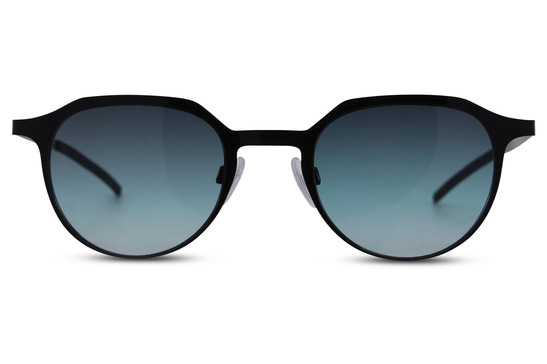 Eco round sunglasses men black metal frame blue teal gradient recycled rPMMA lens UV protection sustainable elegant bestselling retro summer city beach holiday free UK Europe delivery Sunglass Station