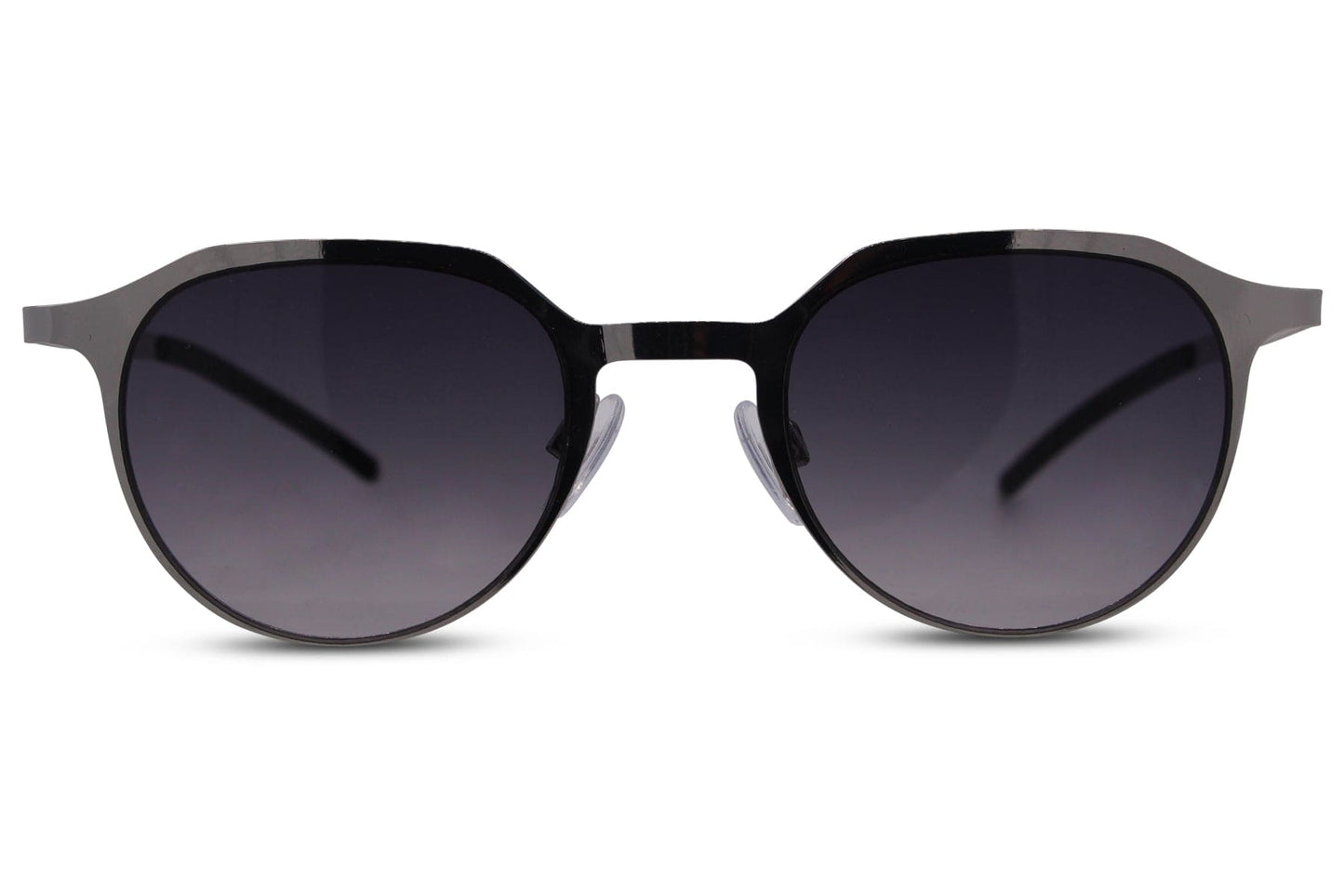 Eco round sunglasses men black metal frame dark navy smoke recycled rPMMA lens UV protection sustainable sophisticated minimalist everyday city driving summer wear free UK Europe shipping Sunglass Station