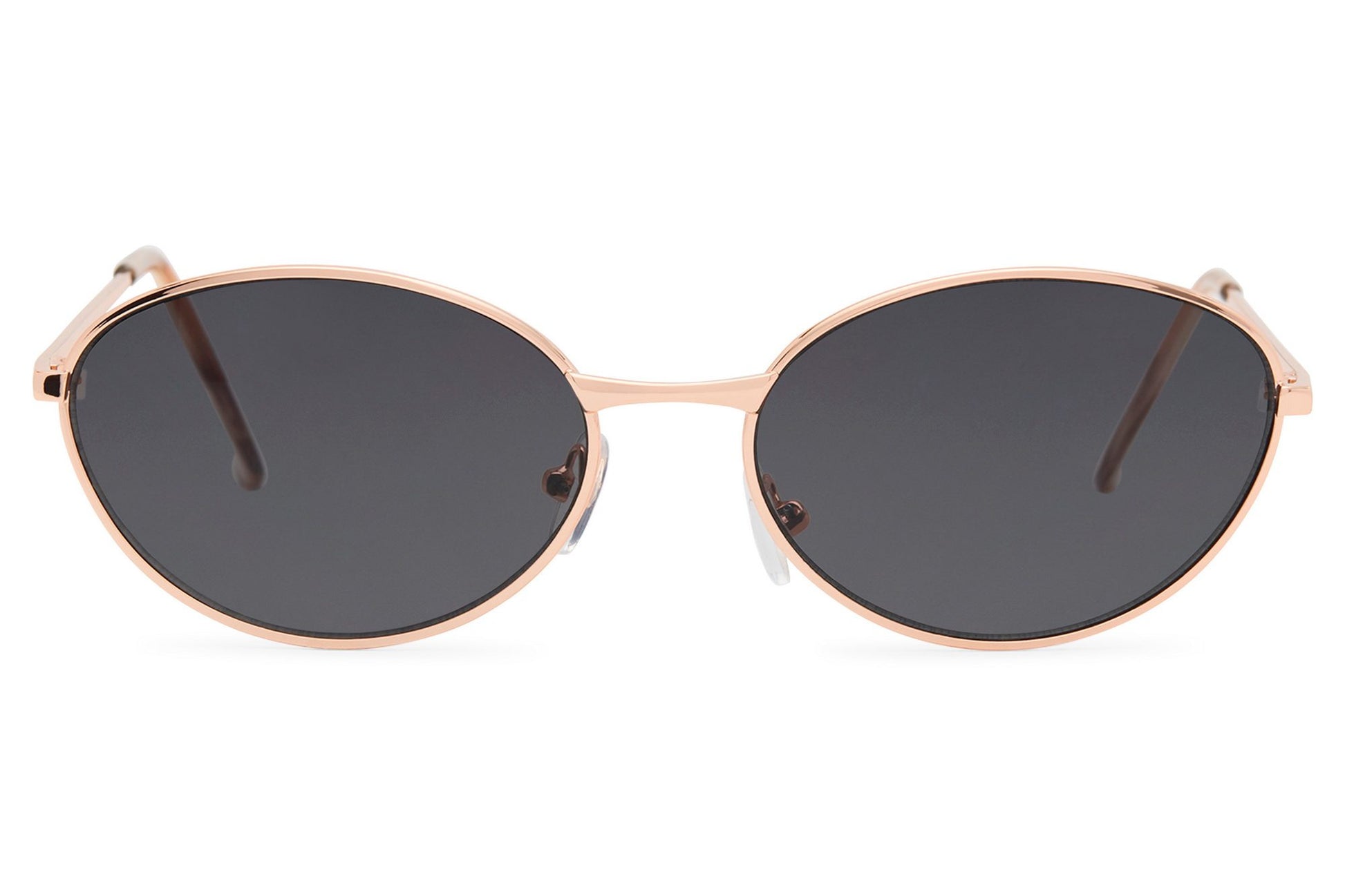 Eco sleek frame round sunglasses black copper frame dark recycled rPMMA lens UV protection women sustainable minimalist sleek everyday city summer wear premium eyewear free UK Europe shipping Sunglass Station