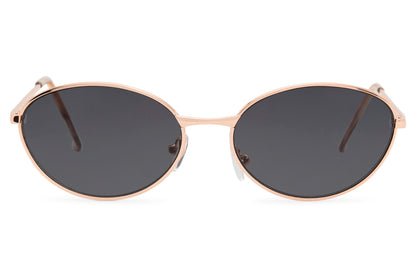 Eco sleek frame round sunglasses black copper frame dark recycled rPMMA lens UV protection women sustainable minimalist sleek everyday city summer wear premium eyewear free UK Europe shipping Sunglass Station