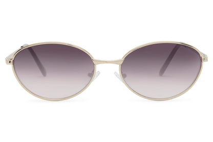 Eco sleek frame round sunglasses copper rose gold frame grey smoke gradient recycled rPMMA lens UV protection women minimalist sophisticated sustainable everyday city summer wear free UK Europe shipping Sunglass Station