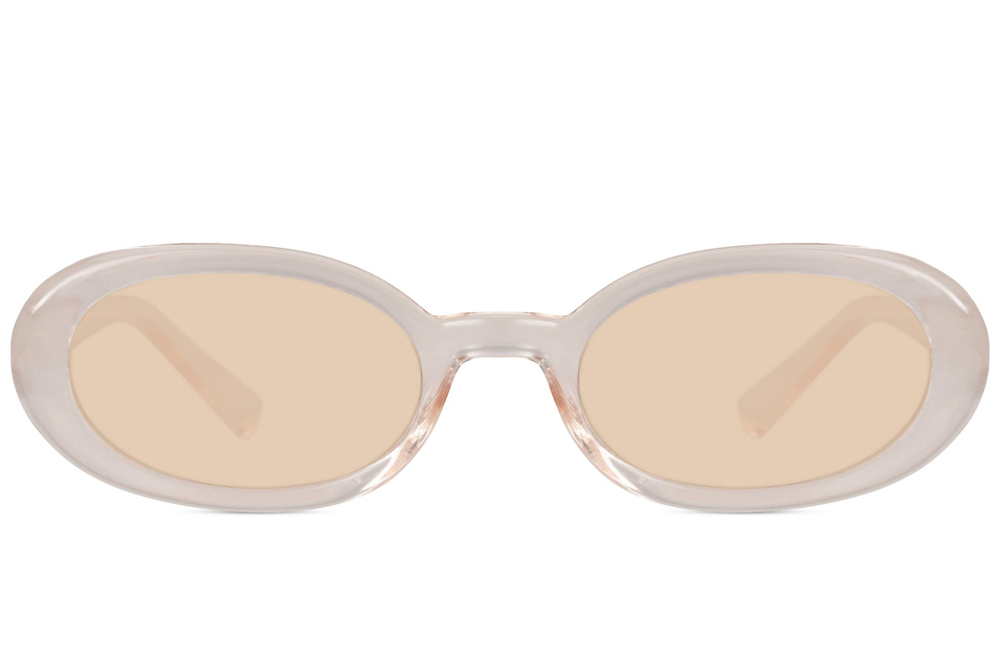 Eco sleek oval sunglasses for men and women with cream recycled polyester frame and nude beige tinted lens – barely-there aesthetic street style shades for holidays and everyday wear, free UK and Europe delivery from Sunglass Station