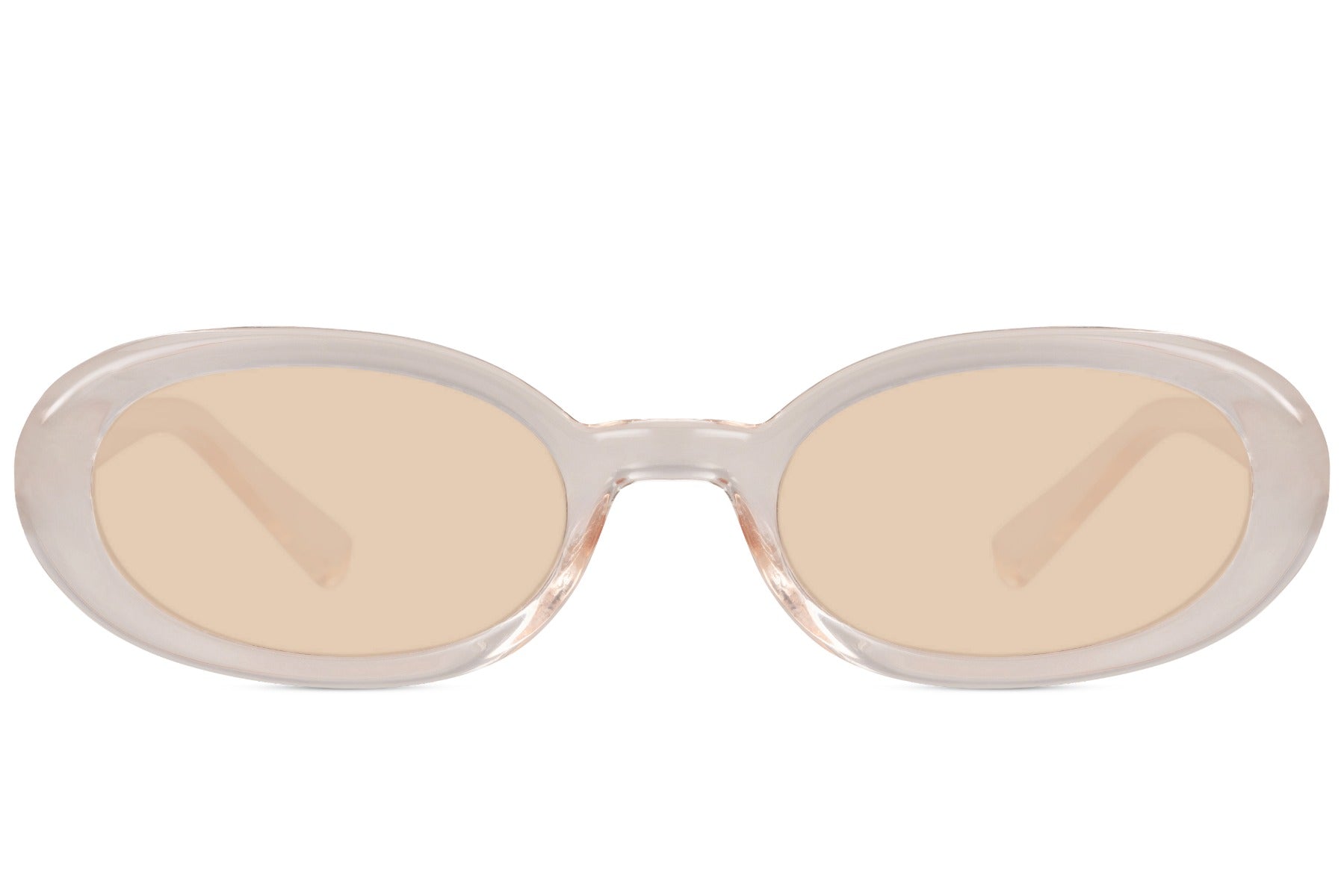 Eco sleek oval sunglasses for men and women with cream recycled polyester frame and nude beige tinted lens – barely-there aesthetic street style shades for holidays and everyday wear, free UK and Europe delivery from Sunglass Station