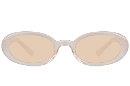 Eco sleek oval sunglasses for men and women with cream recycled polyester frame and nude beige tinted lens – barely-there aesthetic street style shades for holidays and everyday wear, free UK and Europe delivery from Sunglass Station