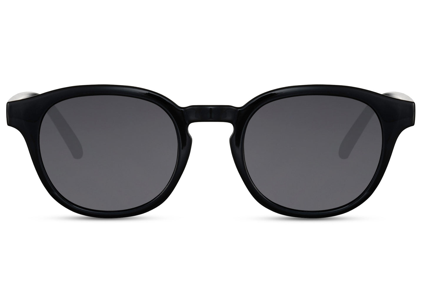 Eco Spain classic round sunglasses black 100% recycled polyester frame smoke lens UV400 protection men women sustainable Spanish inspired bold minimalist everyday city summer beach free UK Europe delivery Sunglass Station