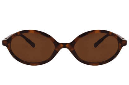 Eco trendy oval sunglasses with tortoiseshell recycled polyester frame and amber brown polycarbonate lens – vintage street style unisex shades for festivals and summer holidays, Sunglass Station free shipping UK and Europe