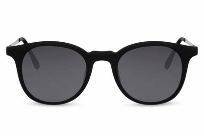 Essential black round sunglasses black metal polycarbonate frame smoke lens durable compact UV400 protection men women travel-ready versatile essential summer city outdoor beach free UK Europe delivery Sunglass Station