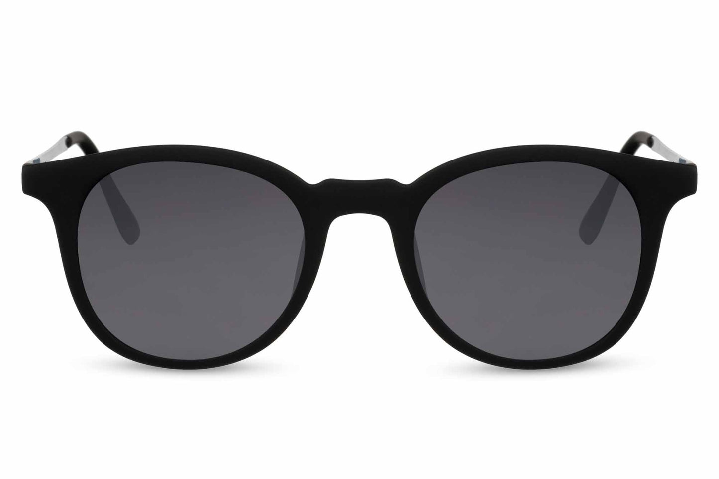 Essential black round sunglasses black metal polycarbonate frame smoke lens lightweight UV400 protection men women comfortable all-day minimalist essential summer city outdoor beach free UK Europe delivery Sunglass Station