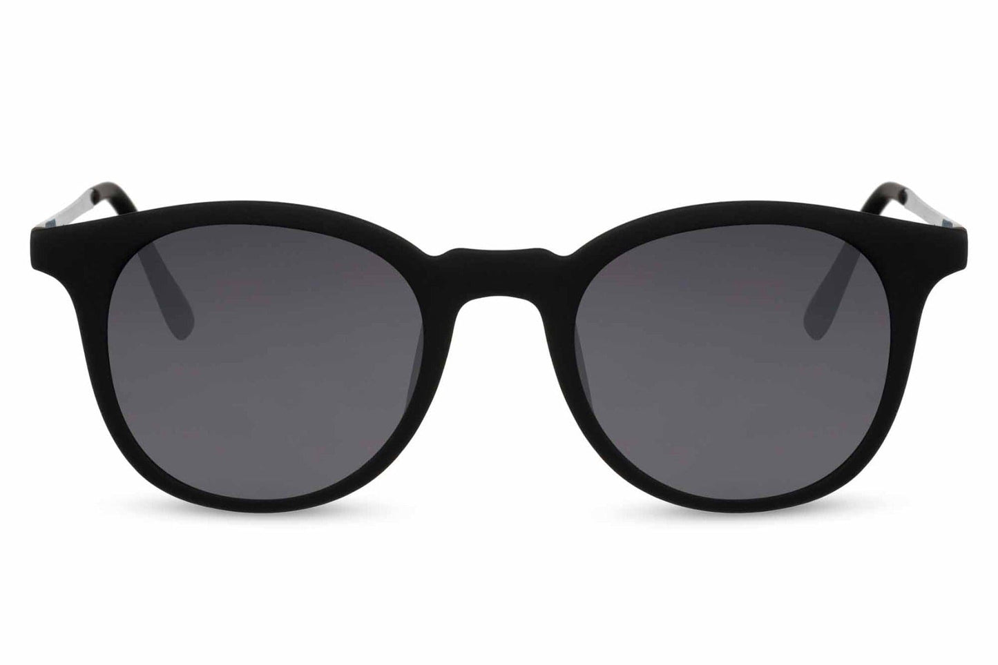Essential black round sunglasses black metal polycarbonate frame smoke lens UV400 protection men women sleek minimalist bold essential everyday city summer beach driving free UK Europe delivery Sunglass Station