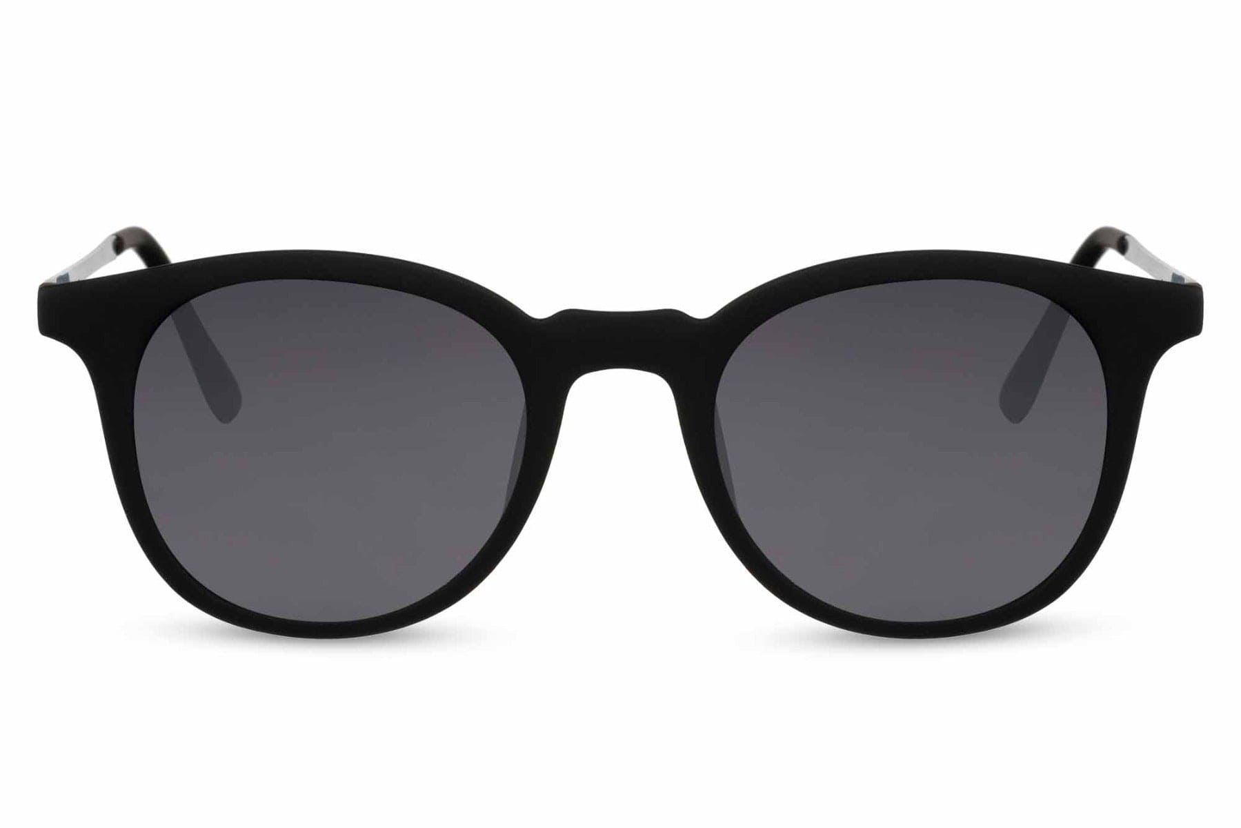 Essential black round sunglasses black metal polycarbonate frame smoke lens UV400 protection men women sleek minimalist bold essential everyday city summer beach driving free UK Europe delivery Sunglass Station