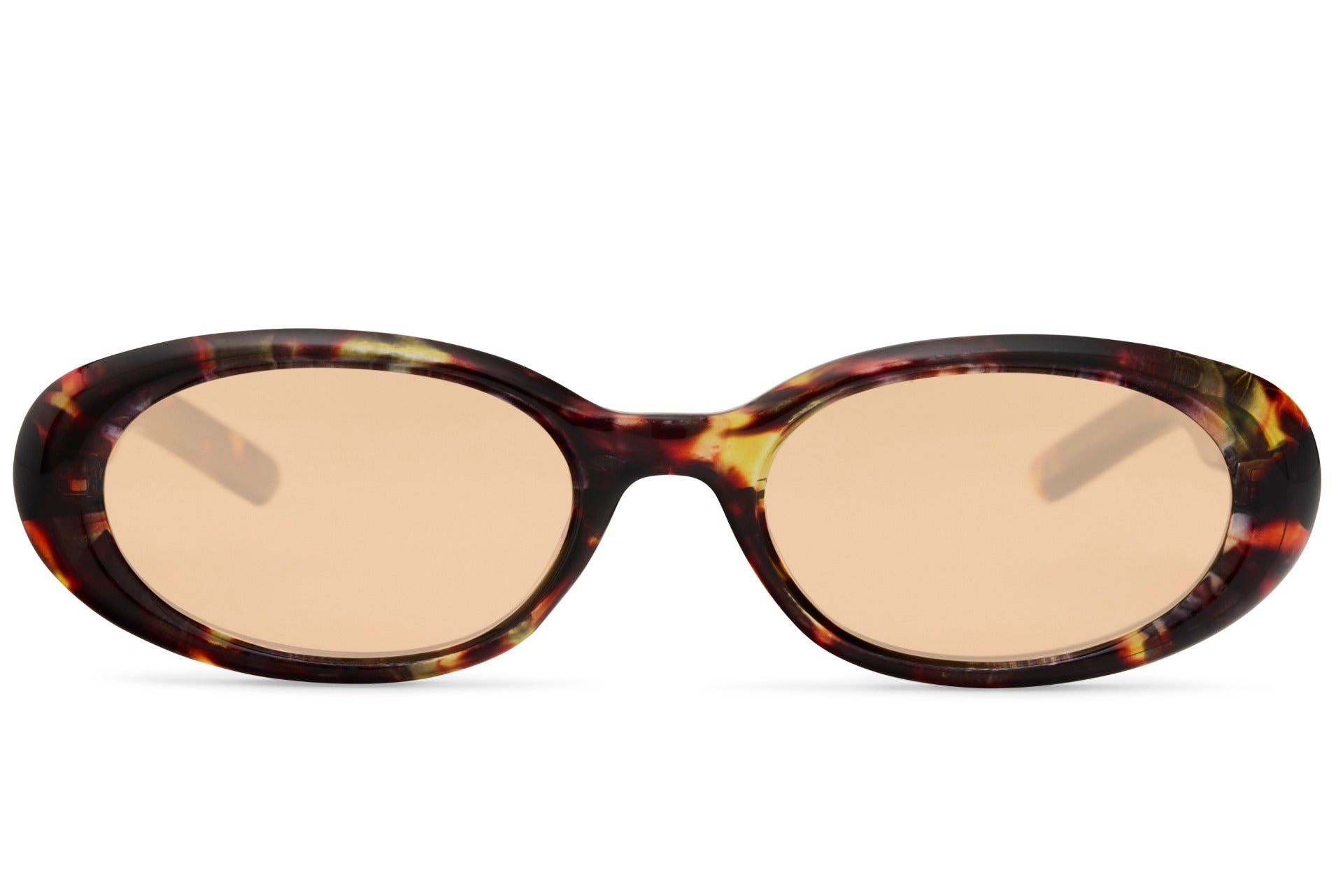 Europe oval eco sunglasses with brown tortoiseshell recycled polyester frame and peach nude UV protection lens – sustainable barely-there vintage retro shades for everyday wear and holidays, free delivery UK and Europe from Sunglass Station