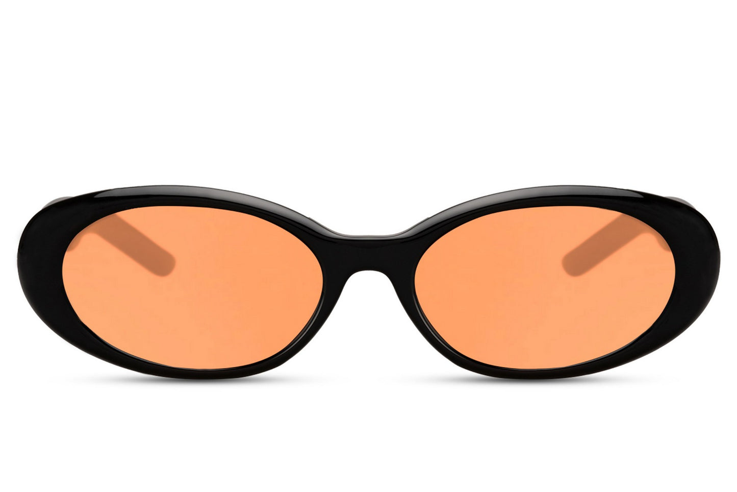 Europe oval eco sunglasses with black recycled polyester frame and orange coral UV protection lens – bold retro Y2K round shades for festivals and going out, free delivery across UK and Europe from Sunglass Station