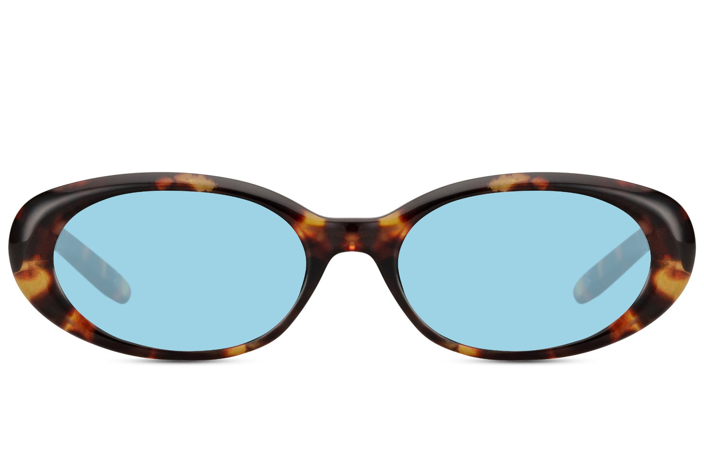 Europe oval eco sunglasses with brown tortoiseshell recycled polyester frame and blue lens UV protection lens – vintage-inspired animal print retro shades for city wear and summer holidays, Sunglass Station free UK and Europe shipping

