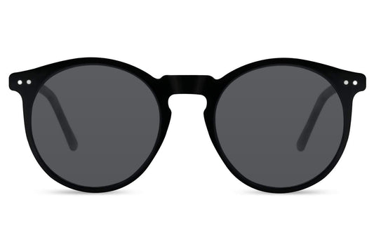 Executive luxury round sunglasses black polarised UV400 protection men women UK
