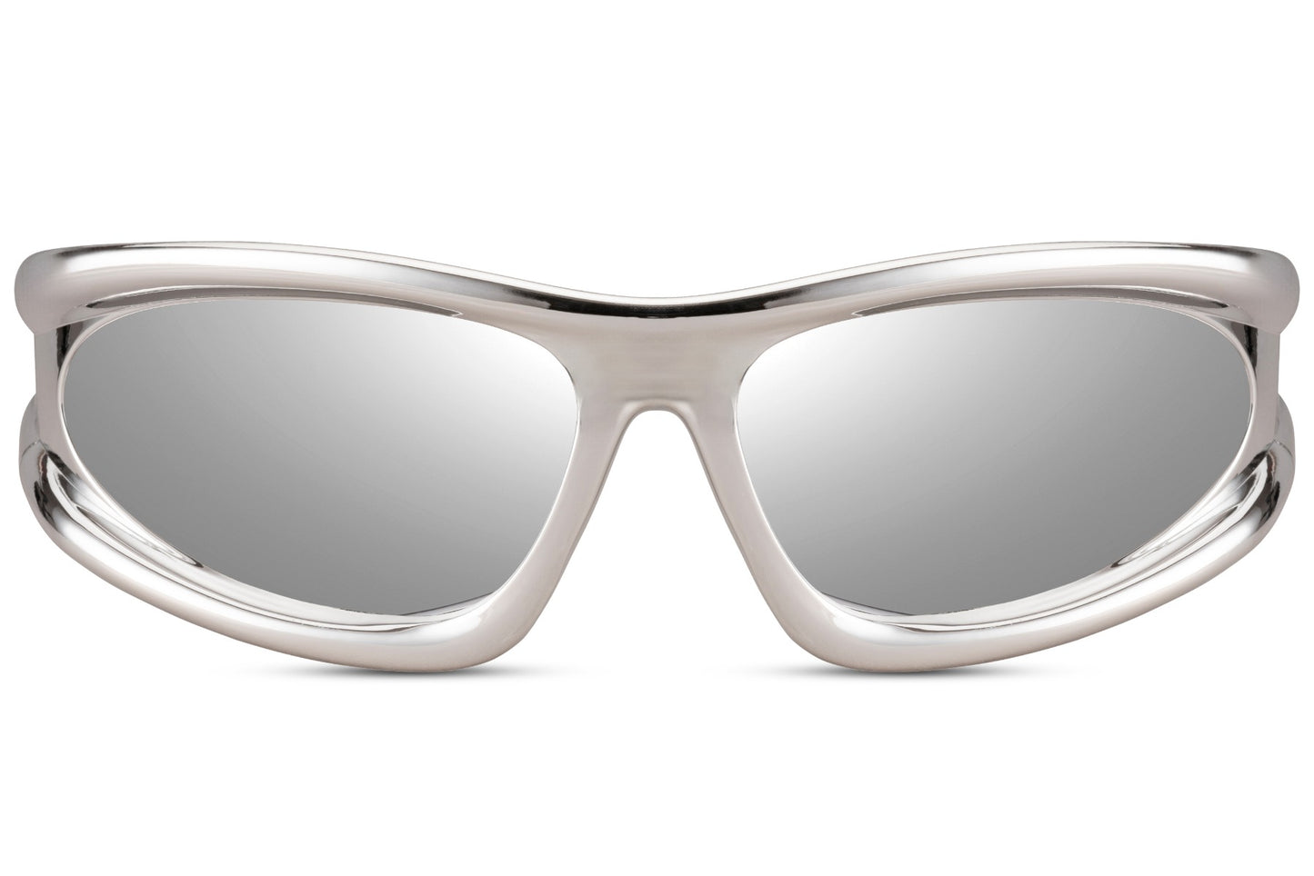 Chrome silver flux frame party sunglasses — futuristic Y2K festival eyewear for men and women | Sunglass Station, ships to UK, France, Italy & Europe