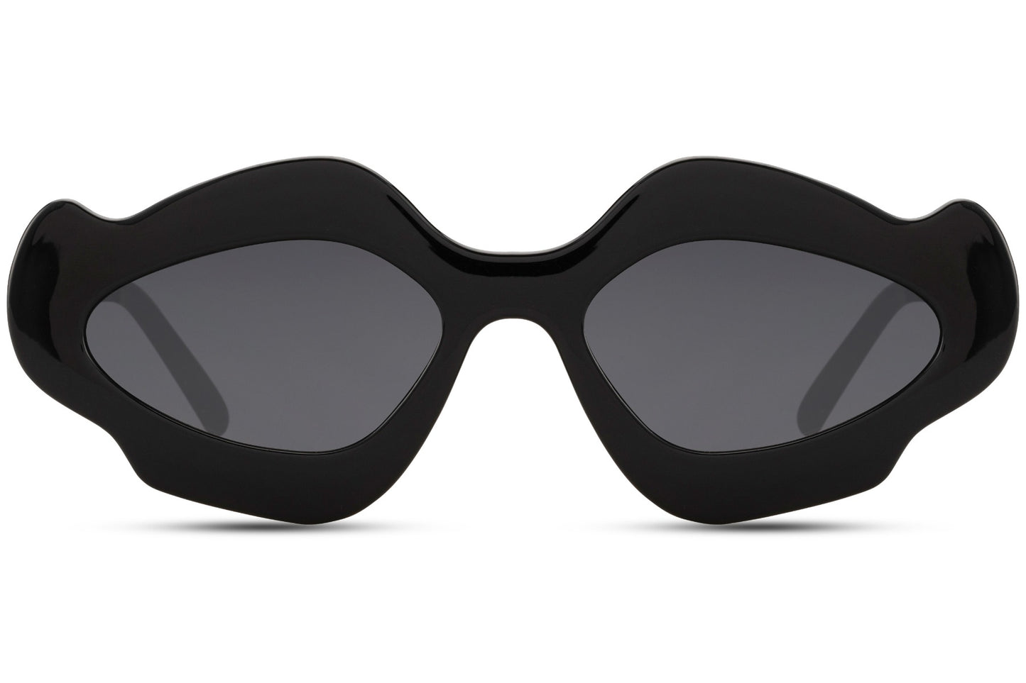 Black organic chunky cat-eye party sunglasses — the sculptural blob silhouette in its most versatile colourway, bold after-dark eyewear for festivals, club nights and anywhere the dress code rewards ambition, UV400