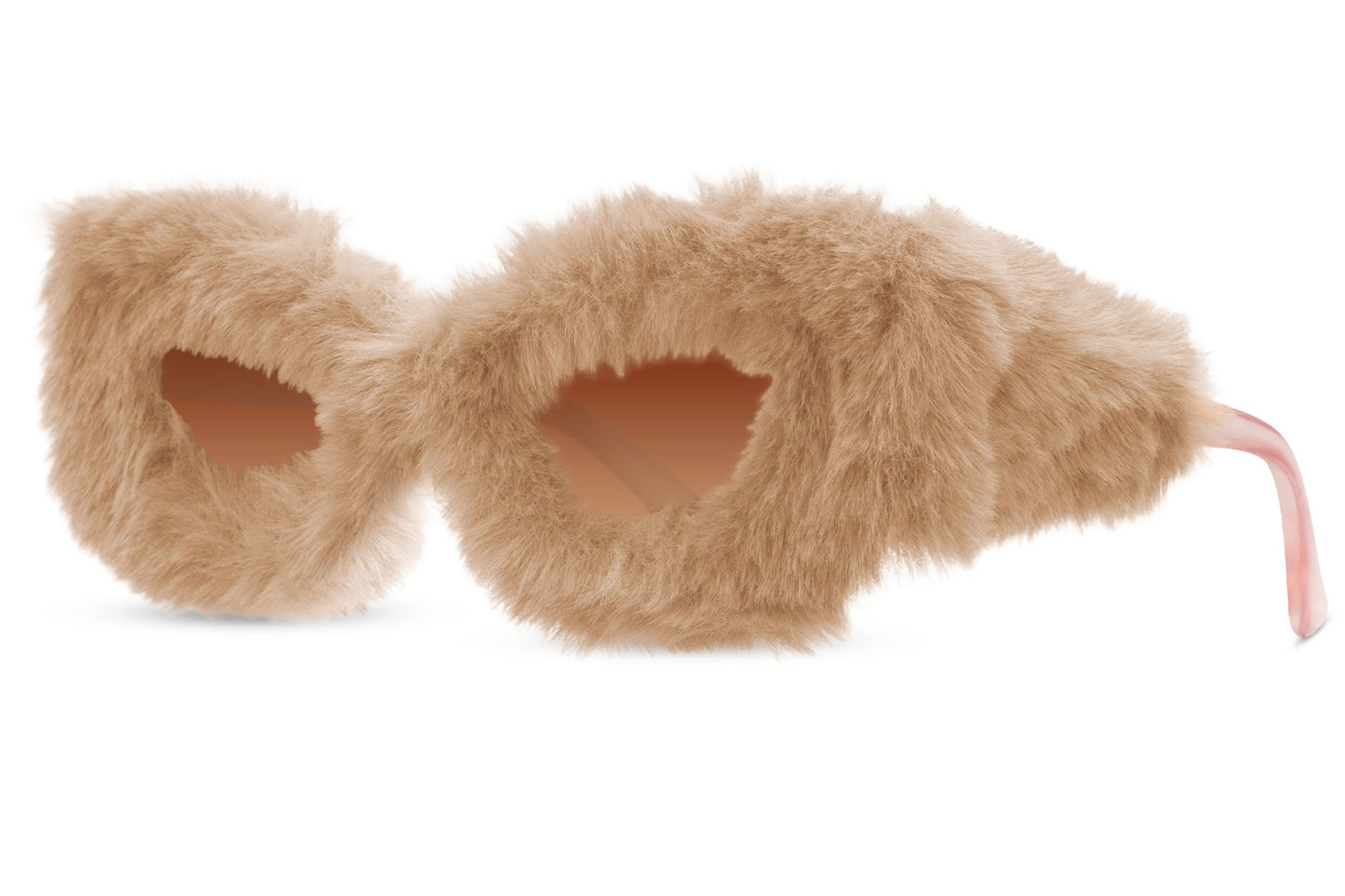 Side profile of brown furry frame cat-eye party sunglasses — sculptural faux fur silhouette built for women who treat accessories as art | Sunglass Station