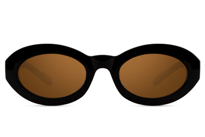 Geometric bold oval sunglasses for women with dark tortoiseshell recycled frame and amber brown polycarbonate lens – vintage-inspired chunky retro shades for everyday wear and summer holidays, Sunglass Station free shipping UK and Europe