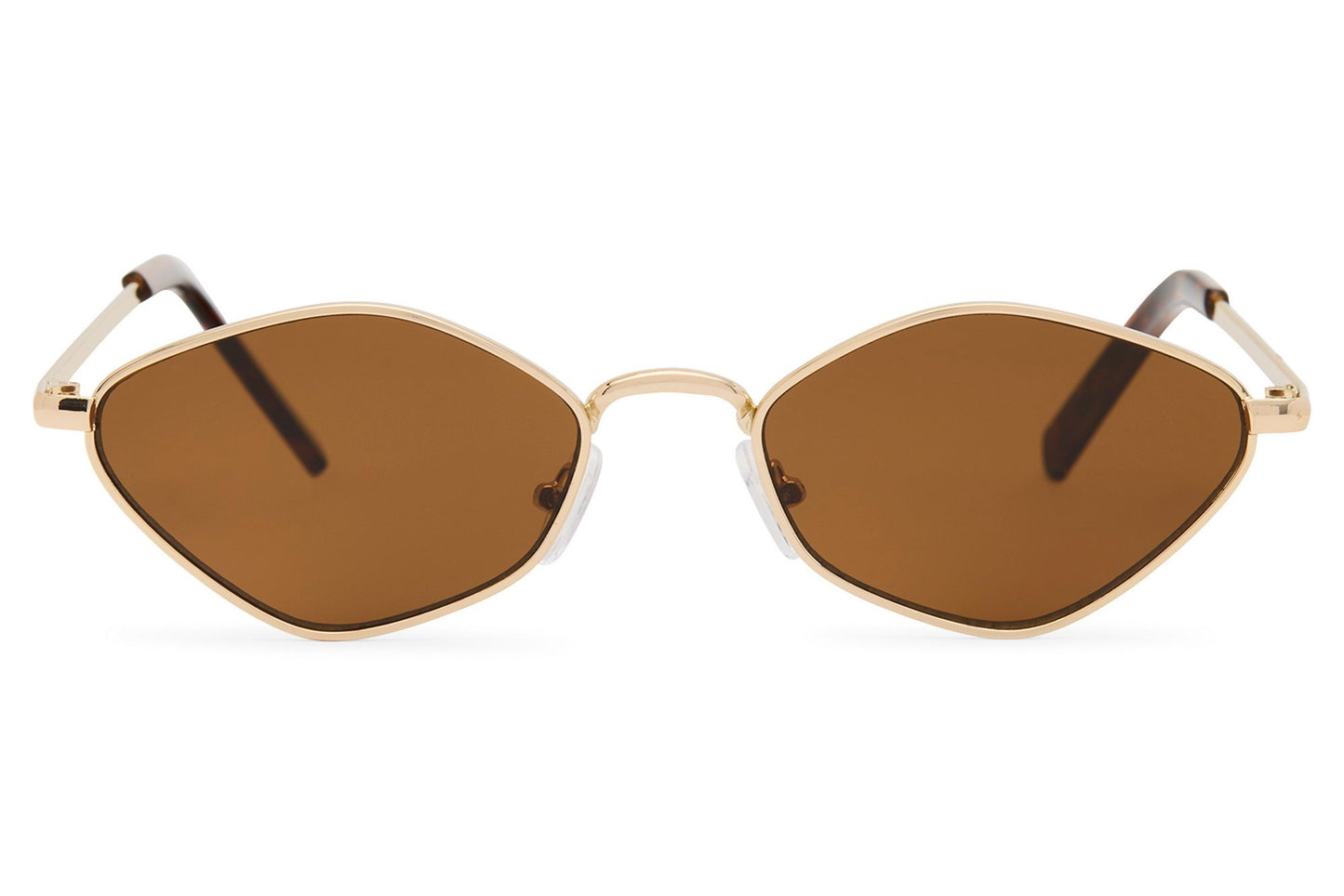brown sunglass with metal geometric frame for small or narrow faces
