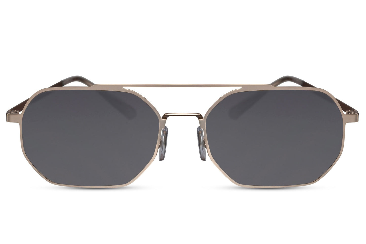black geometric frame sunglasses with black lens