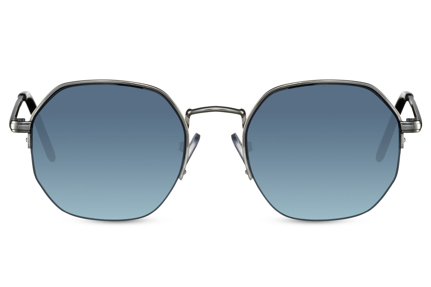 Geometric metal round sunglasses gold metal frame blue mirror lens 100% UV400 protection men women bold glamorous angular retro summer festival beach city eyewear free UK Europe delivery Sunglass Station