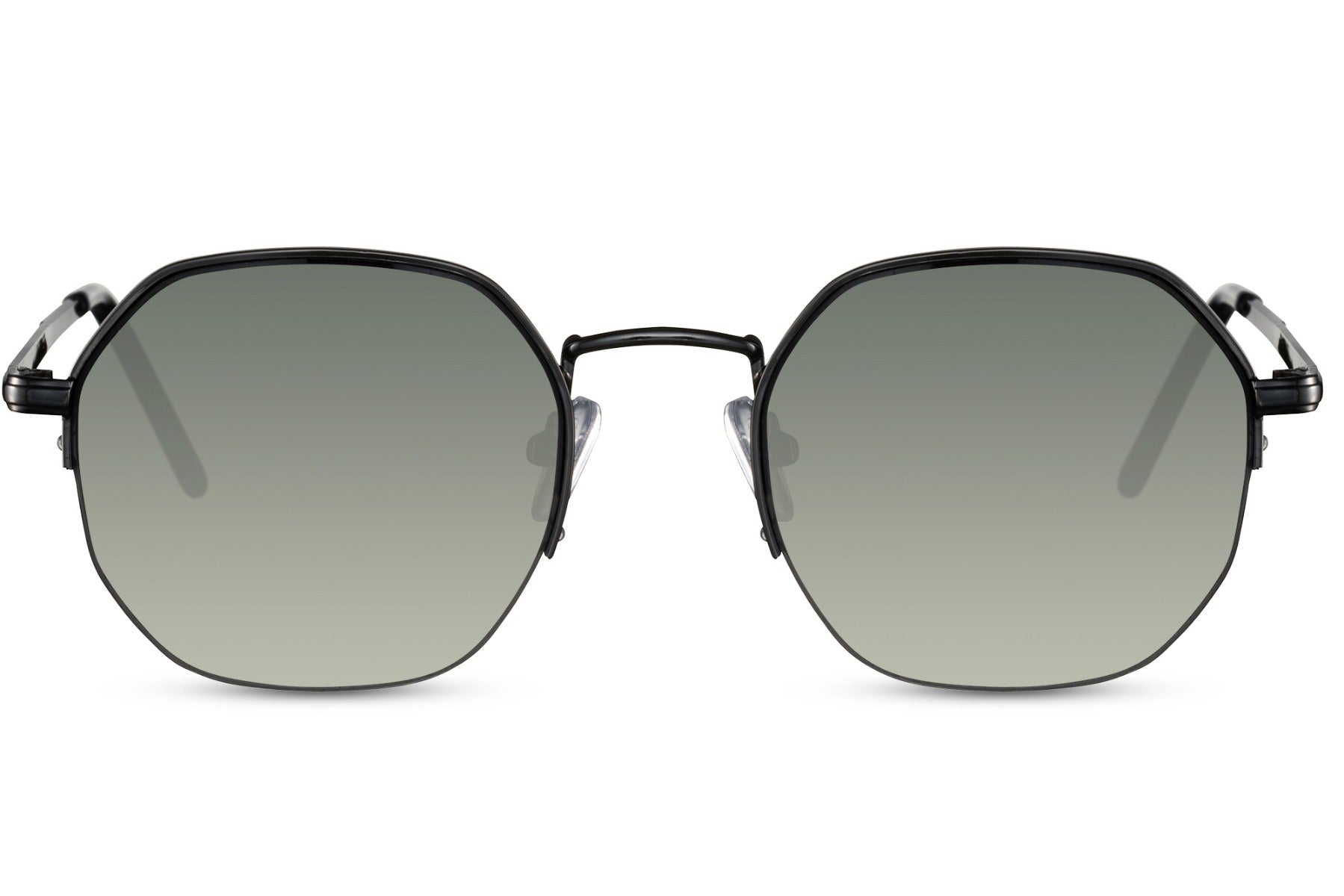 Geometric metal round sunglasses silver slim metal frame green olive lens lightweight 100% UV400 protection men women comfortable all-day travel-ready outdoor adventure summer city free UK Europe shipping Sunglass Station