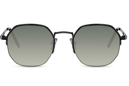 Geometric metal round sunglasses silver slim metal frame green olive lens lightweight 100% UV400 protection men women comfortable all-day travel-ready outdoor adventure summer city free UK Europe shipping Sunglass Station